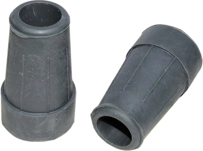 Gummidupper til stokke og krykker, diameter 18 mm, grå, sæt med 4 stk.
