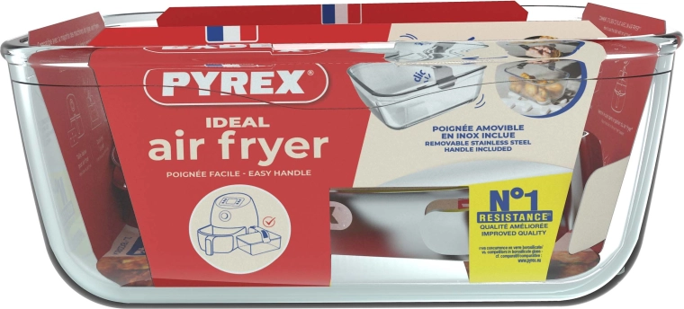 Glaskurv til airfryer med aftageligt håndtag 2 l