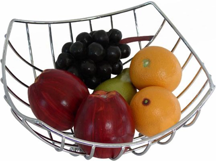 Frugtskål i forkromet metal 24 × 24 × 10,5 cm