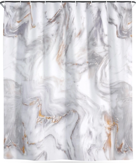 Vandtæt bruseforhæng marmor 180 × 180 cm med kroge