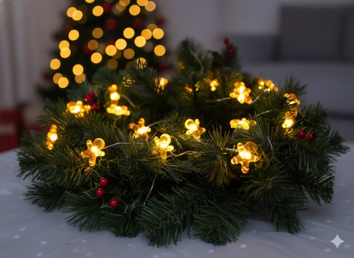 Lyskæde LED med honningkagemænd, 20 LED, batteridrevet