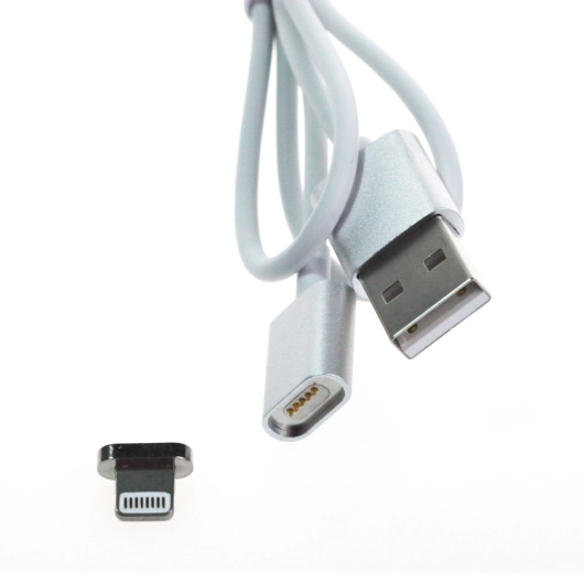 Magnetisk Lightning-kabel MyMax, sølvfarvet, 1 m