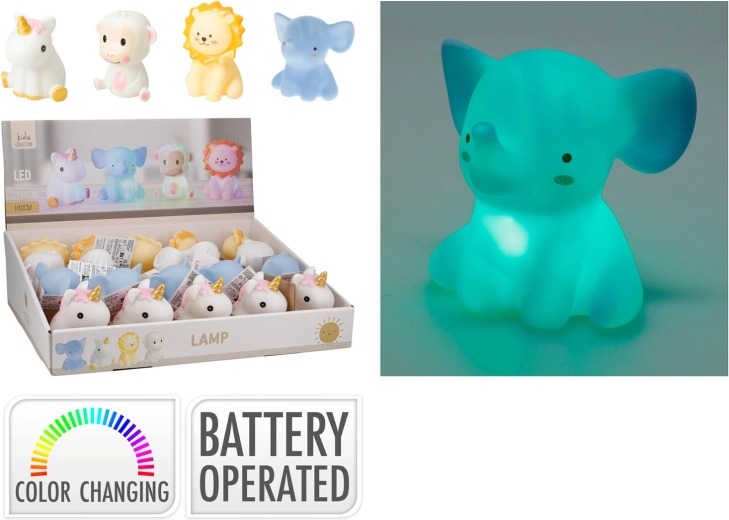 Børns natlampe RGB dyr 10 cm