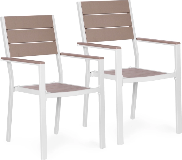 Sæt med 2 havestole i stål og HDPE, hvid – MultiGarden