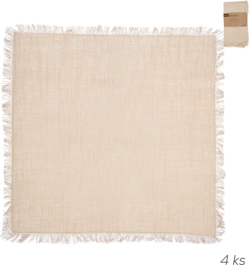 Bomuldsservietter beige 45 × 45 cm, sæt med 4 stk.