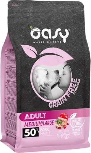 Oasy Grain Free Adult Medium/Large svinekød 12 kg