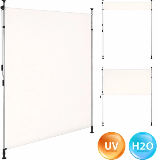 Spændbar altanrullegardin med håndsving, beige, MultiGarden