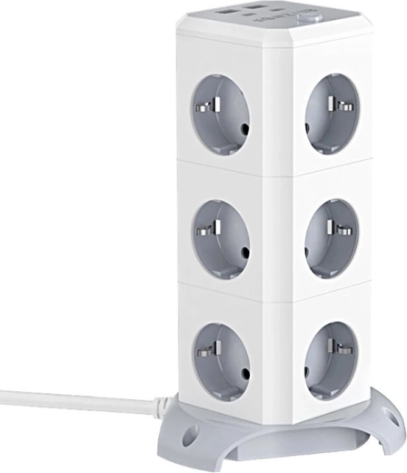 Vertikal forlængerledning BlitzWolf BW-EC3 med 12 stikkontakter og USB