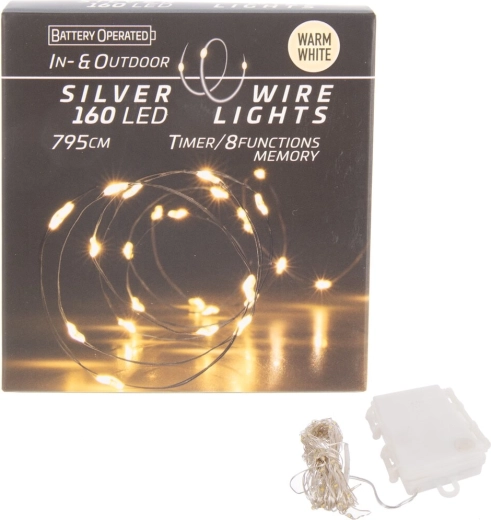 LED-lyskæde på tråd 160 LED gult lys med timer (indendørs og udendørs)