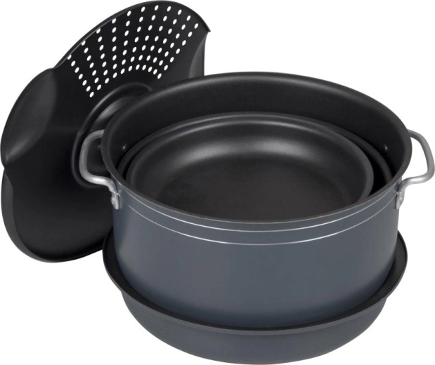 Syvdele campingkøkkensæt med gryder og pander med aftageligt håndtag BO-CAMP