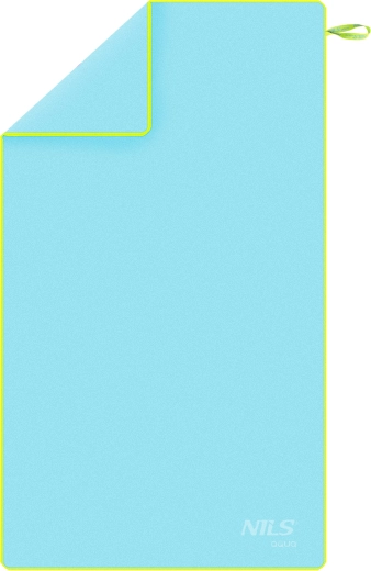 Hurtigttørrende mikrofiberhåndklæde NILS aqua, lyseblåt/grønt, 180 × 100 cm