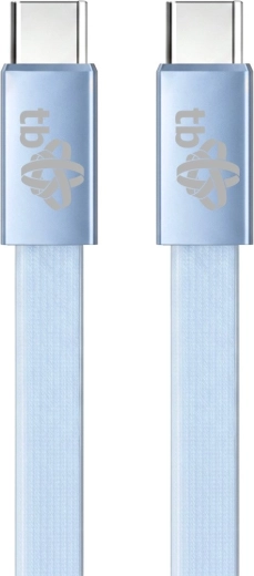 Fladt USB-C til USB-C-silikonekabel, 1 m – Lyseblå