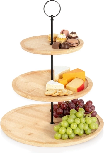 Bambus etagere med tre niveauer 34 cm