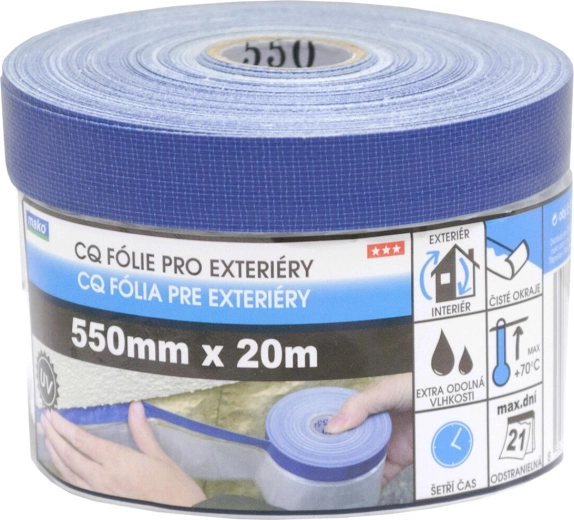 Udvendig afdækningstape med dækkefolie 55 cm × 20 m, selvklæbende