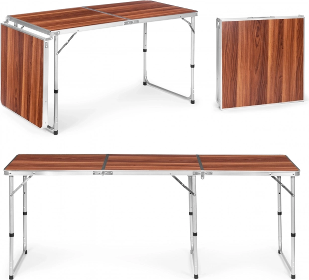 Sammenklappeligt campingbord med brun bordplade 180 × 60 cm MULTIGARDEN