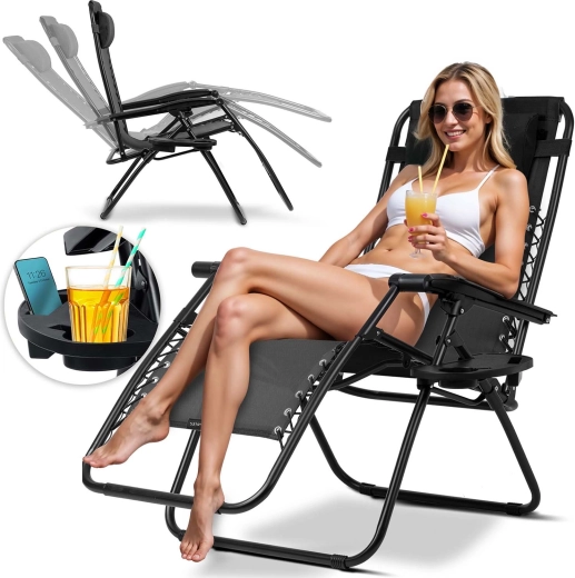 Sammenklappelig havestol med pude Sofotel ChillWell, sort