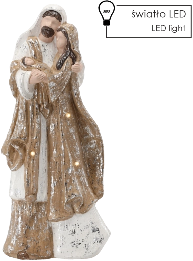 Julefigur Helligfamilien med LED-belysning 55 cm