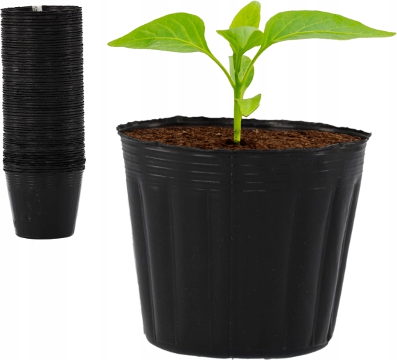 Sæt med 100 plastpotter til forkultivering 9 × 7,8 cm