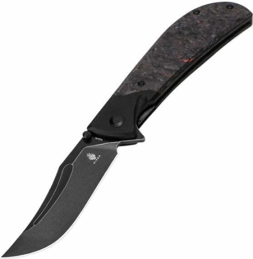 Kizer Phoenix foldekniv 9 cm, Black Stonewash, sort/orange, FAT Carbon og aluminium