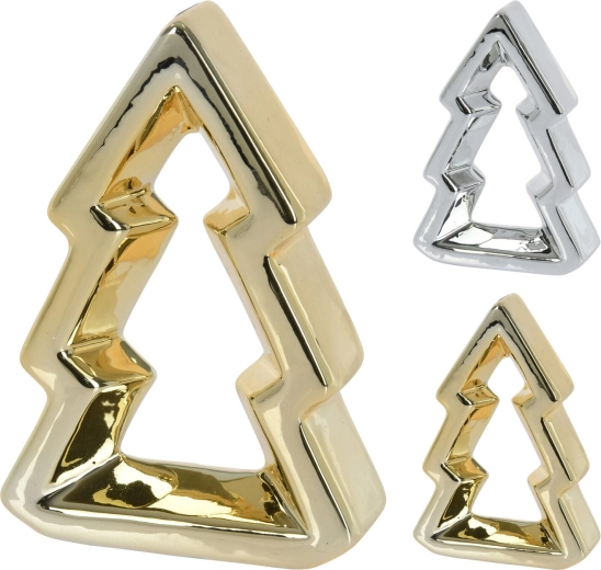 Dekorativt træ skinnende 32 cm – sølv eller guld