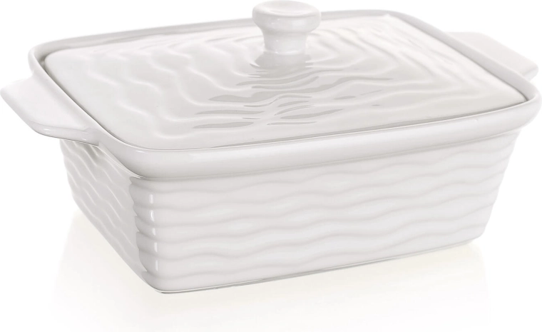 Ovnsfast keramisk form med låg 28 × 18 cm Culinaria white