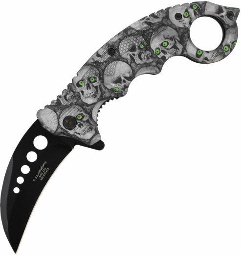Herbertz CJH Totenköpfe sammenklappelig karambit-lommekniv 7,3 cm