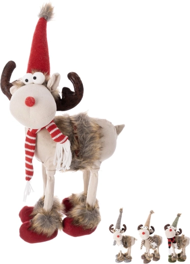 Juledekoration rensdyr i polyester og metal 37 cm (4 varianter)