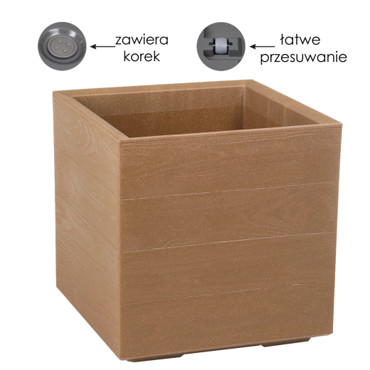 Plantekrukke Lamela Karo Eco Wood med naturtro træimitation 39 cm