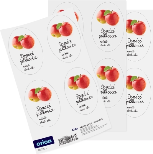 Klistermærker til flasker med hjemmelavet æblebrændevin 12 stk. (CZ)