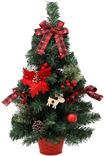 Juletræ 60 cm rødt med julestjerner i urtepotte