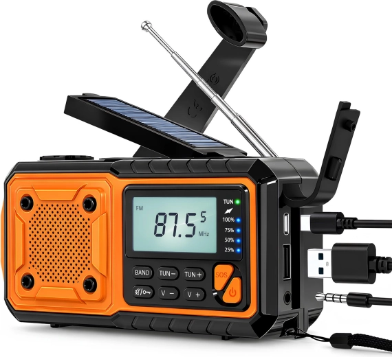 Nødsituation-solarradio Renew Force med powerbank 5000 mAh, dynamo og FM/AM/SW - 1 stk.