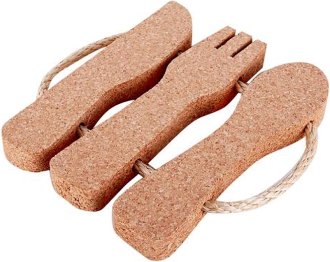 Korkunderlag formet som bestik 26 × 23 × 2,4 cm