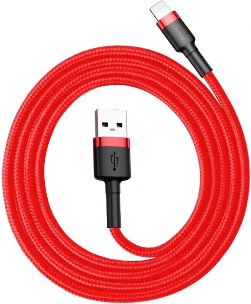 Baseus Cafule USB–Lightning-kabel 1 m, 2,4 A, sort–rød