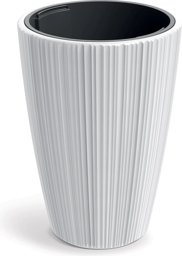 Blomsterkrukke ORO 39 cm hvid med indvendig indsats
