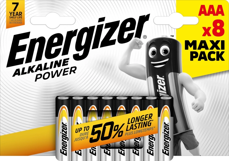 Energizer Alkaline Power AAA/LR03 alkaliske ministavsbatterier - 8 stk.