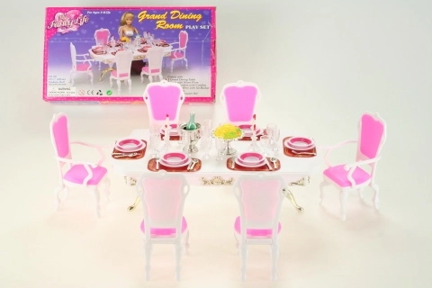 Glorie spisestuebord med tilbehør til dukker