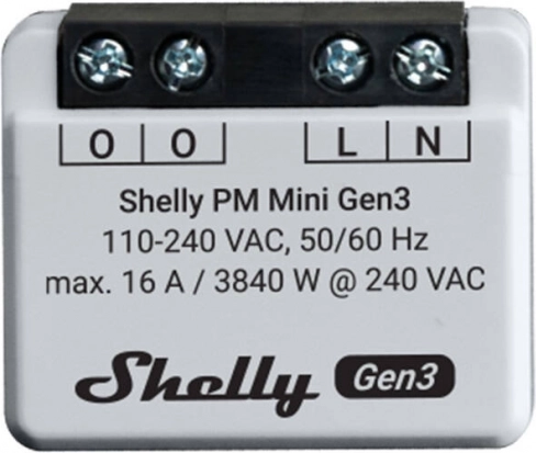 Energimåler-/styreenhed Shelly PM Mini Gen3 WiFi/Bluetooth