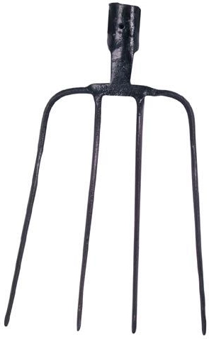 Smedede høtyve med 4 tænder uden skaft