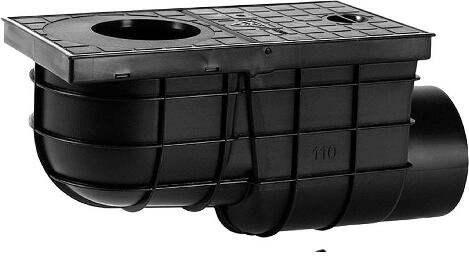 Sidelæns tagvandsfanger DN 110 plast sort