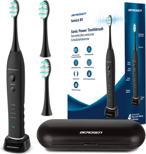 Sonic tandbørste med etui Berdsen Sonica B3 sort