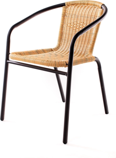 Havestol i PE-rattan med stålramme, beige/sort