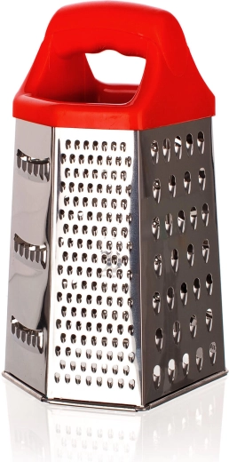 Seksidet rivejern i rustfrit stål med rød håndtag CULINARIA 22,5 cm