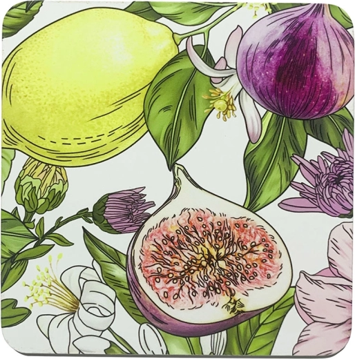 Sæt med underkopper Lemon 10 × 10 cm, 4 stk. i gaveæske
