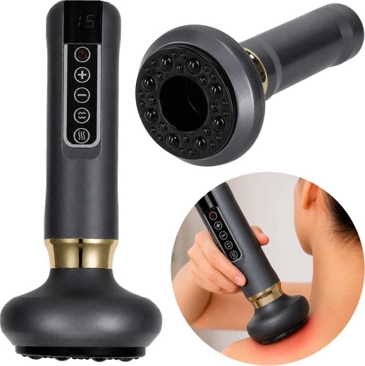 Elektrisk håndmassageapparat med cupping-funktion, USB, grå