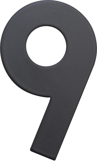 Husnummer 9, 75 mm, rustfrit stål, mat sort