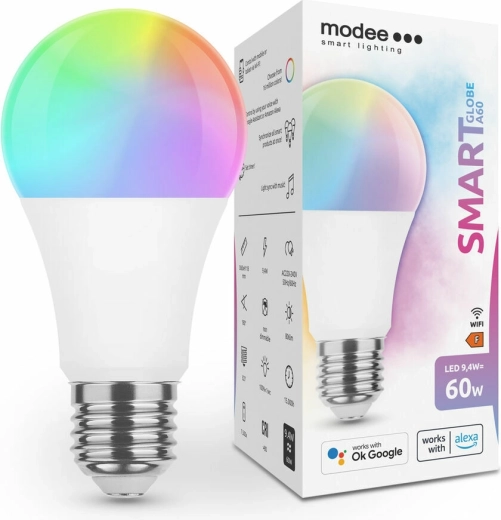 Modee LED Smart Tuya Wi‑Fi pære A60 9,4 W E27 RGB 806 lm