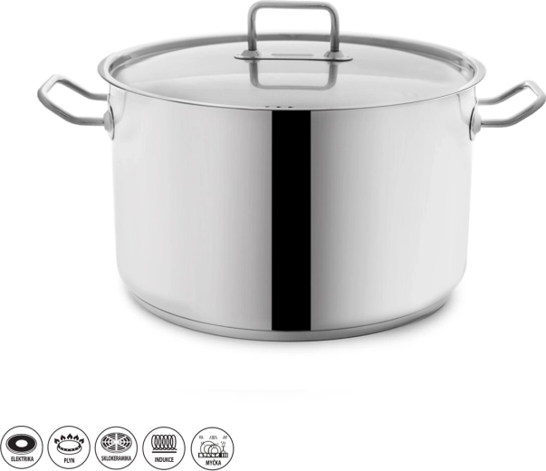 Rustfri kasserolle Stock 10 l med låg