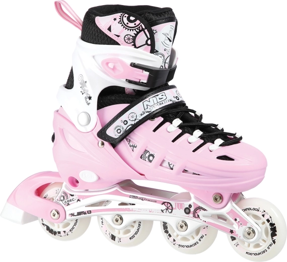 Justerbare børneskøjter 4-i-1 NILS Extreme – pink – M (35-38)