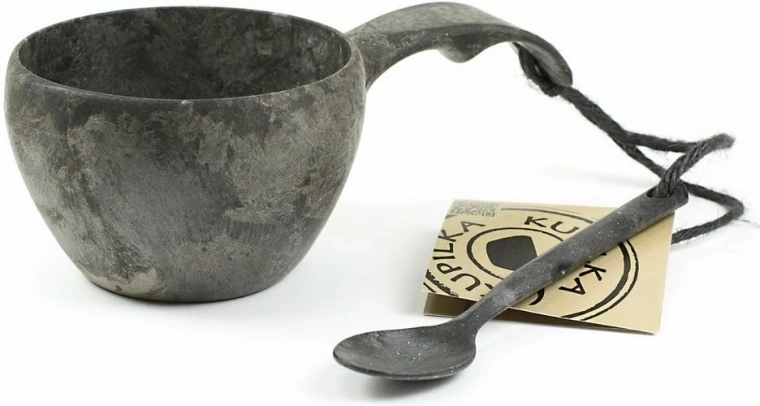 Kupilka 21 klassisk sort kop med ske