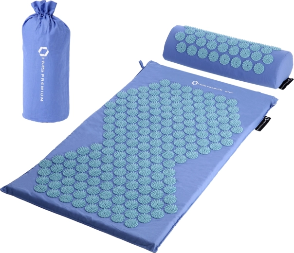 Akupressursæt med måtte og pude HMS Premium, blå